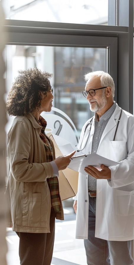 Healthcare professional consulting with a doctor